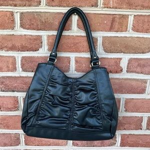 Nine & Co black faux leather double handle purse. Lots of compartments